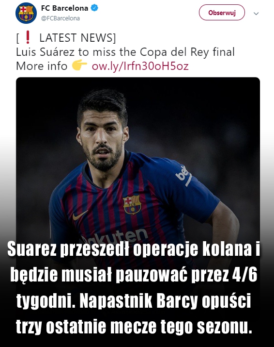 OFICJALNIE! Tyle będzie PAUZOWAĆ Luis Suarez!